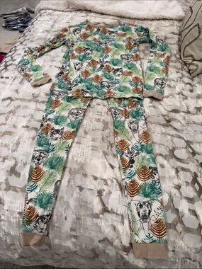 Kids Tropical Animal Print Pajama Set - Green Multi